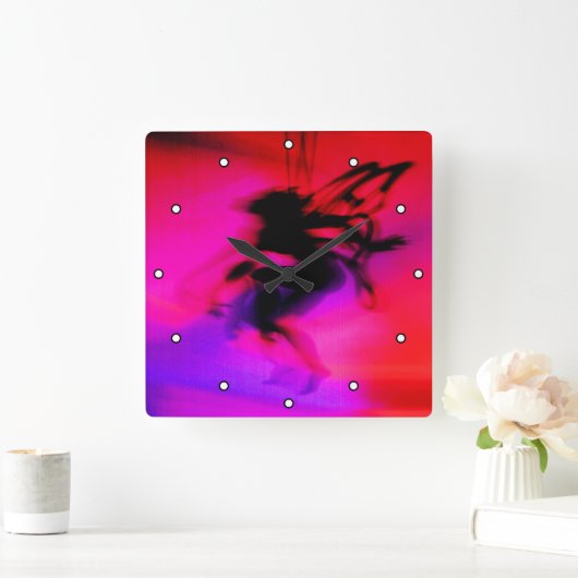 Pixie dansen in roze met Stippen Vierkante Klok (Huis)