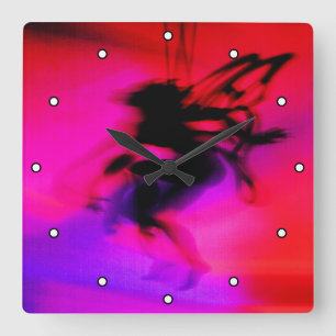 Pixie dansen in roze met Stippen Vierkante Klok