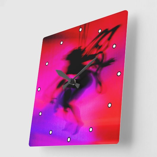 Pixie dansen in roze met Stippen Vierkante Klok (Hoek)