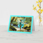 Pixie Dreams Verjaardag Kaart voor jong meisje (Gele Bloem)