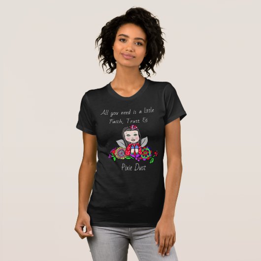 Pixie Dust Whimsical Fairy Folk Art Floral T-shirt (Voorkant volledig)