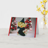 Pixie Elf Kerstvakantie Cheer Retro Kaart (Gele Bloem)