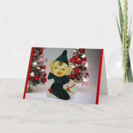 Pixie Elf Kerstvakantie Cheer Retro Kaart