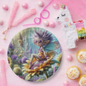 Pixie Elf op een Zonnebloem Papieren Bordje (Feest)