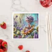 Pixie Elf op een Zonnebloem Servet (Insitu)
