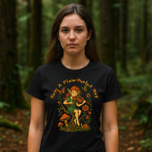Pixie Elf op Gnarly Tree Retro Psychedelic Art T-shirt