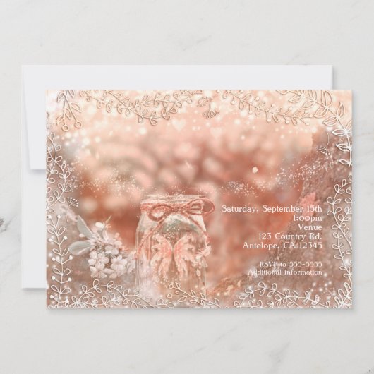 Pixie Elfenvleugels Glitter Mason Pot Uitnodiginge Kaart (Achterkant)