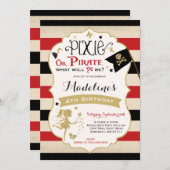 Pixie en Pirate Birthday Invitation fairy Pirate Kaart (Voorkant / Achterkant)