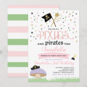 Pixie en Pirate Birthday Invitation fairy Pirate Kaart (Voorkant / Achterkant)