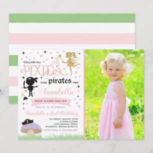 Pixie en Pirate Birthday Invitation fairy Pirate Kaart