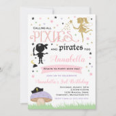 Pixie en Pirate Birthday Invitation fairy Pirate Kaart (Voorkant)
