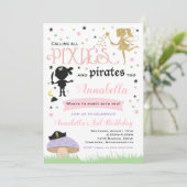 Pixie en Pirate Birthday Invitation fairy Pirate Kaart (Staand voorkant)