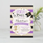 Pixie en Pirate Birthday Invitation fairy Pirate Kaart (Staand voorkant)
