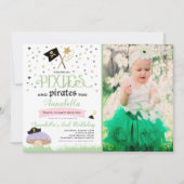 Pixie en Pirate Birthday Invitation fairy Pirate Kaart (Voorkant)