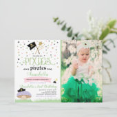 Pixie en Pirate Birthday Invitation fairy Pirate Kaart (Staand voorkant)