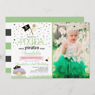 Pixie en Pirate Birthday Invitation fairy Pirate Kaart