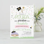 Pixie en Pirate Birthday Invitation fairy Pirate Kaart (Staand voorkant)