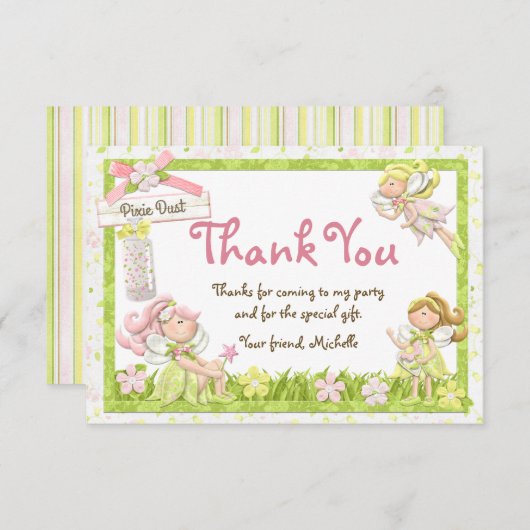 Pixie Fairy Birthday Party Hartelijk dank Bedankkaart (Voorkant / Achterkant)