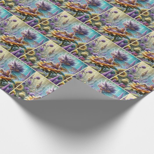 Pixie Fairy op een zonnebloem Cadeaupapier (Hoek)