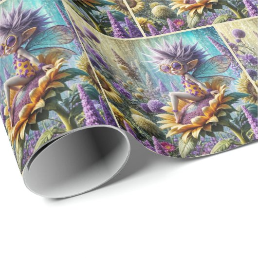 Pixie Fairy op een zonnebloem Cadeaupapier (Rol Hoek)