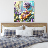 Pixie Fairy op een zonnebloem Canvas Afdruk (Insitu (Slaapkamer))