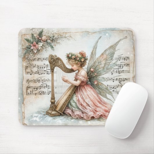 Pixie Fairy speelt een harp Muismat (Met muis)