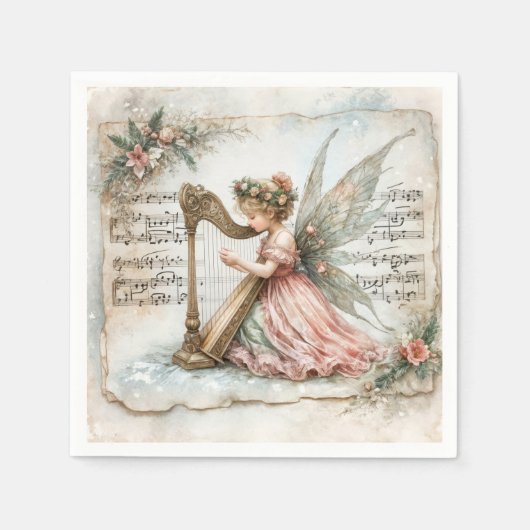 Pixie Fairy speelt een harp Servet (Voorkant)