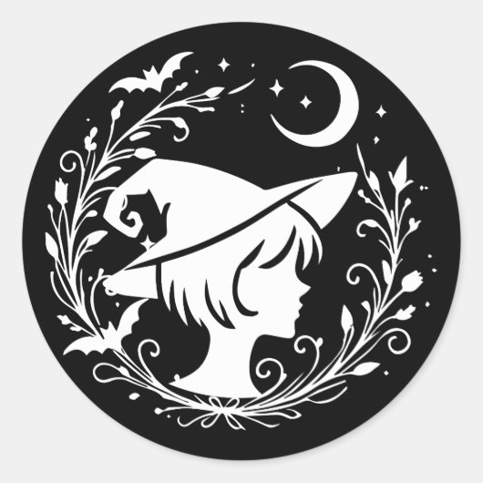 Pixie Heks Wicca Magie Heksen Halloween Ronde Sticker (Voorkant)