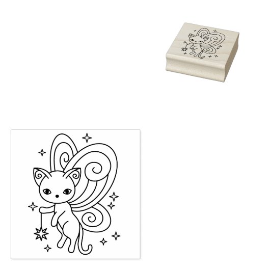 Pixie Kat Feeënavleugels Kitty Rubberstempel (Gestempeld)