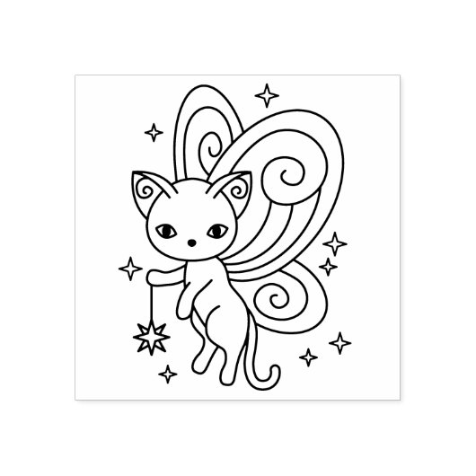 Pixie Kat Feeënavleugels Kitty Rubberstempel (Afrduk)