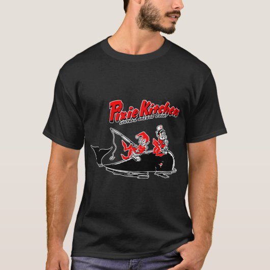 Pixie Keuken Walvis, Kapitein, en Visser T-shirt (Voorkant)