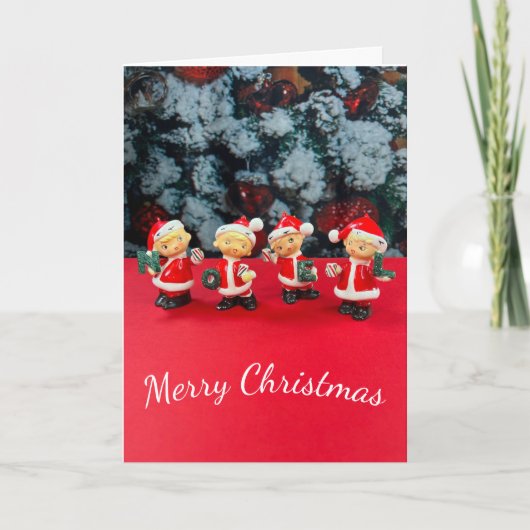 Pixie Magic Christmas Noel Mid-Century Elf Kaart (Voorkant)