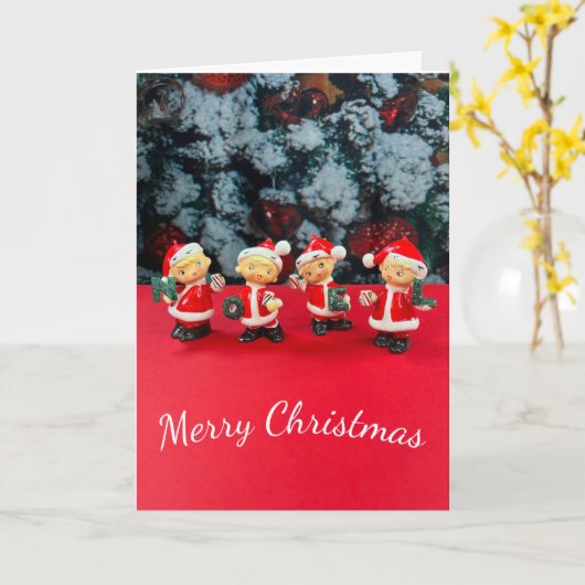 Pixie Magic Christmas Noel Mid-Century Elf Kaart (Gele Bloem)