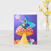Pixie op Paddenstoel Wenskaart Kaart (Gele Bloem)