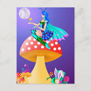 Pixie op Paddenstoelen Ansichtkaart Briefkaart