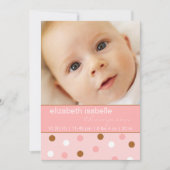 Pixie Pink Polka Dot Baby Girl Foto aankondiging (Voorkant)