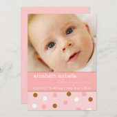 Pixie Pink Polka Dot Baby Girl Foto aankondiging (Voorkant / Achterkant)