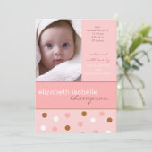 Pixie Pink Polka Dot Baby Girl Foto aankondiging (Staand voorkant)