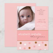 Pixie Pink Polka Dot Baby Girl Foto aankondiging (Voorkant / Achterkant)