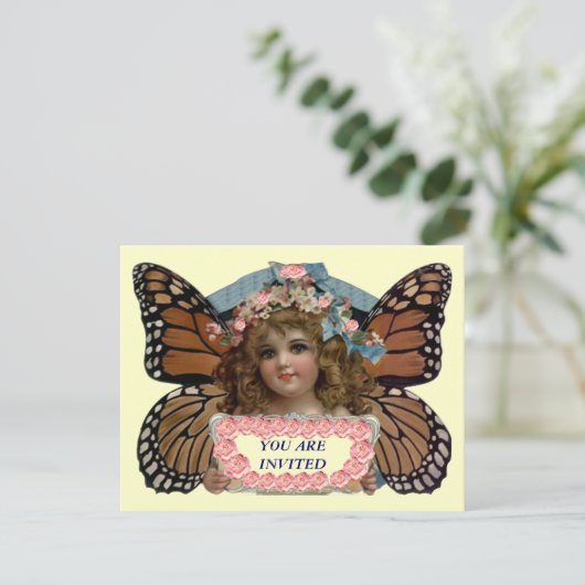 PIXIE PRINCESS PARTY INVITE BUTTERFLY EZ CUSTOMIZE KAART (Staand voorkant)