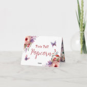Pixie Puff Popcorn Verjaardagsbuffet Label Kaart (Achterkant)