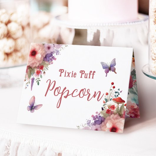 Pixie Puff Popcorn Verjaardagsbuffet Label Kaart
