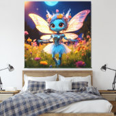 Pixie Robot Ballerina Dansen in de Wildflowers Canvas Afdruk (Insitu (Slaapkamer))