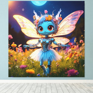 Pixie Robot Ballerina Dansen in de Wildflowers Canvas Afdruk