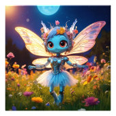 Pixie Robot Ballerina Dansen in de Wildflowers Foto Afdruk (Voorkant)
