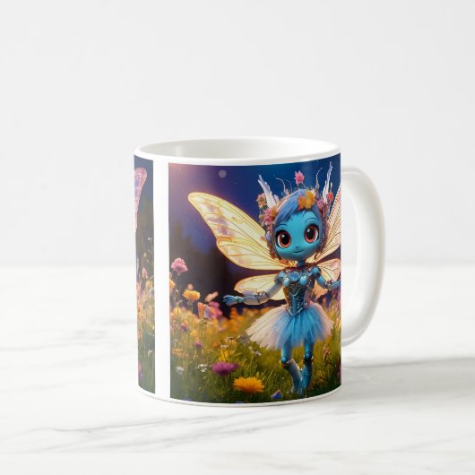 Pixie Robot Ballerina Dansen in de Wildflowers Koffiemok (Voorkant rechts)