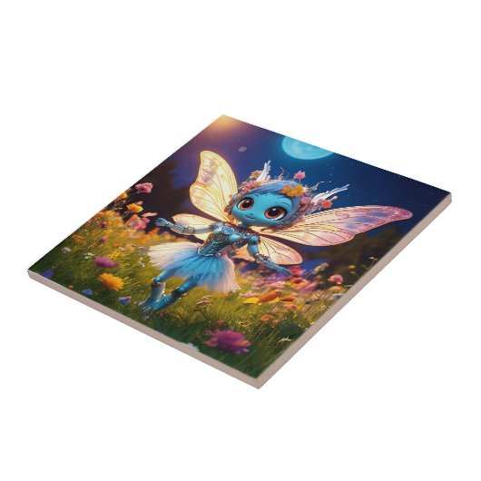 Pixie Robot Ballerina Dansen in de Wildflowers Tegeltje (Zijkant)