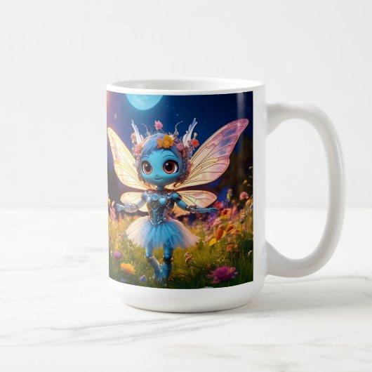 Pixie Robot Ballerina Dansend in de Wilde Bloemen Koffiemok (Rechts)