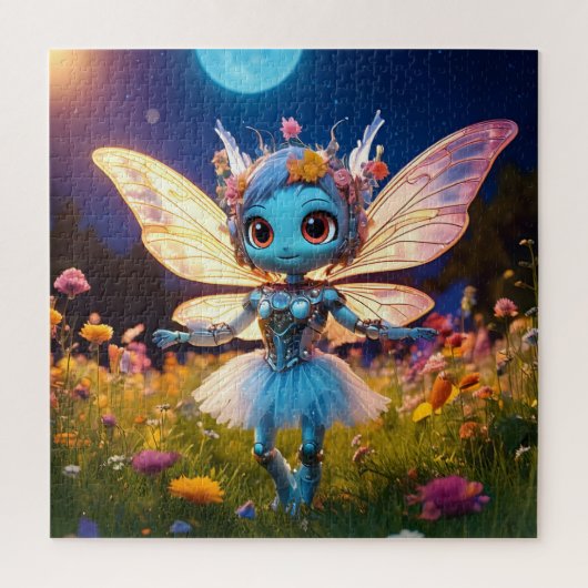 Pixie Robot Ballerina Dansend in de Wilde Bloemen Legpuzzel (Verticaal)