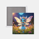 Pixie Robot Ballerina Dansend in de Wilde Bloemen Magneet (Voorkant / Achterkant)